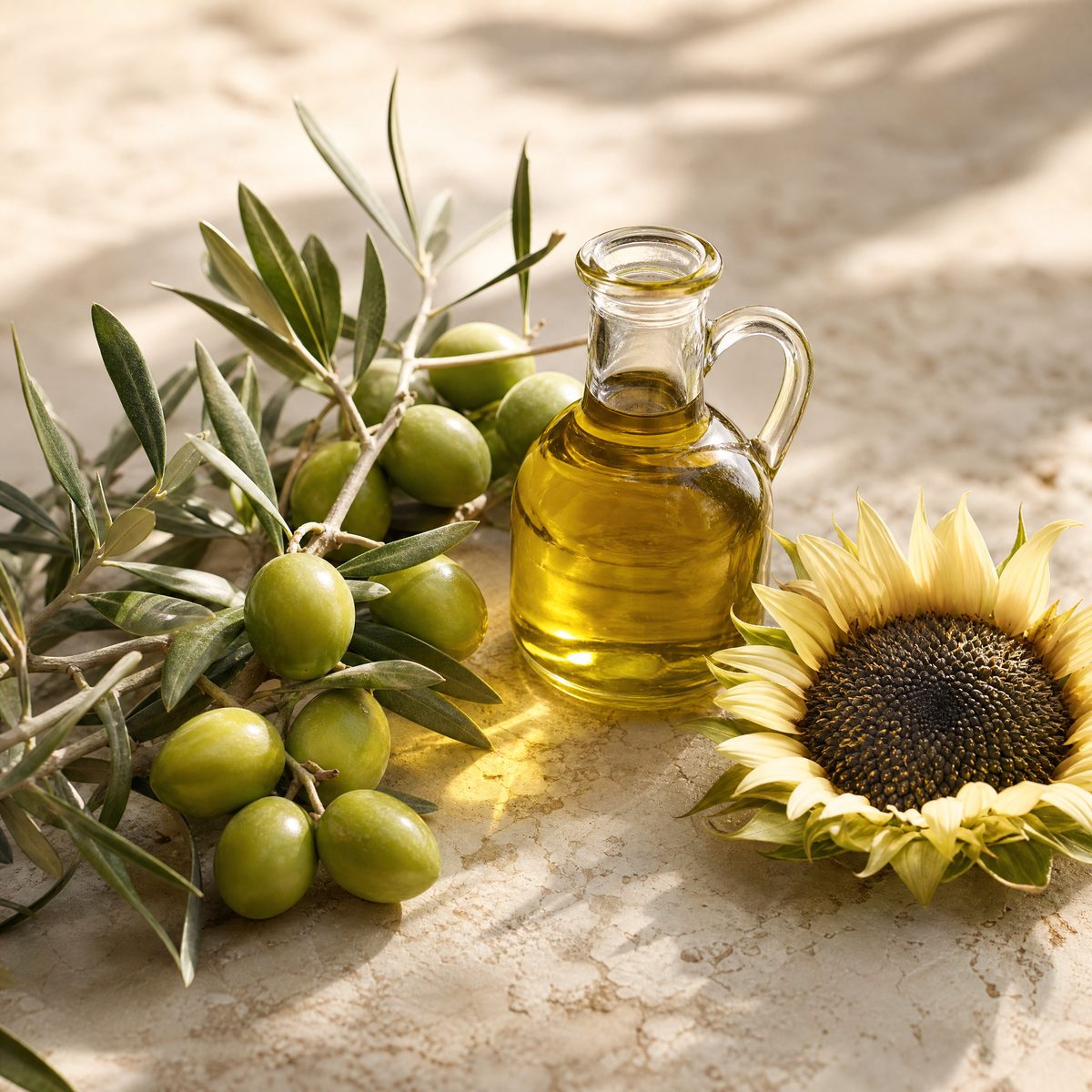 Olive and sunflower oils
